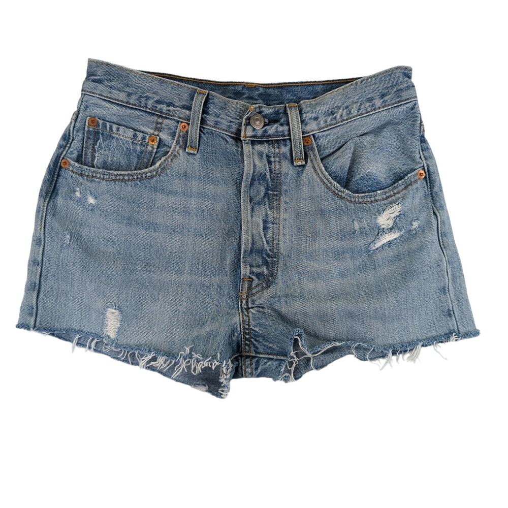 Levi's 501 Cut Off Shorts Women's Size 27 Distressed Rigid Denim Button Fly